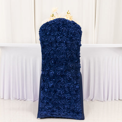Navy blue floral chair cover for events and weddings