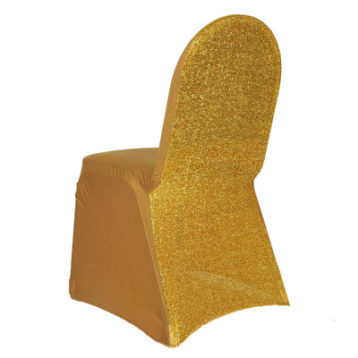 Gold glitter chair cover with a sleek design.