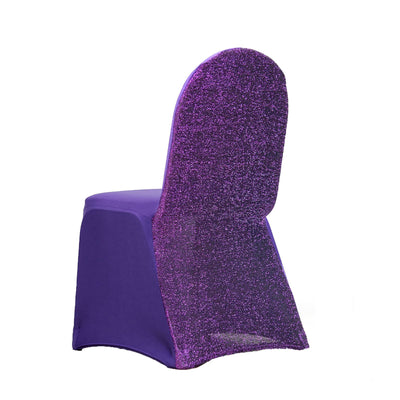Purple glitter-back chair with a solid seat and unique design.