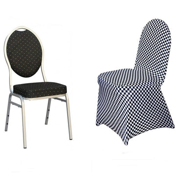 Functional and Convenient Black/White Checkered Chair Covers