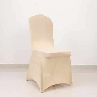 Beige modern chair with a sleek design on a plain background.