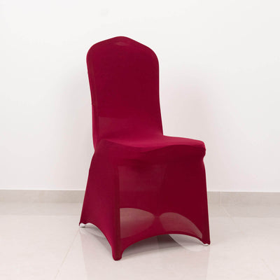 Red chair cover on a plain white backdrop.