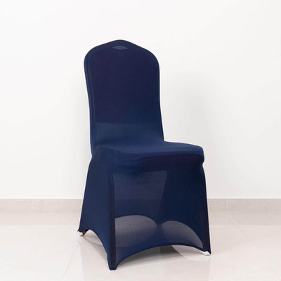 Navy blue chair cover on plain white background