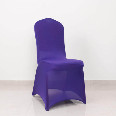 Purple stretch chair cover on a white background