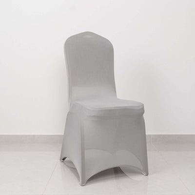 Gray stackable chair on a plain backdrop