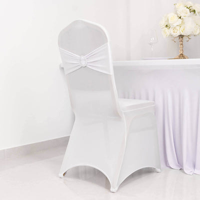 Elegant white chair with bow detail, perfect for events.