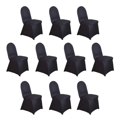 Set of 10 black chair covers for events and parties