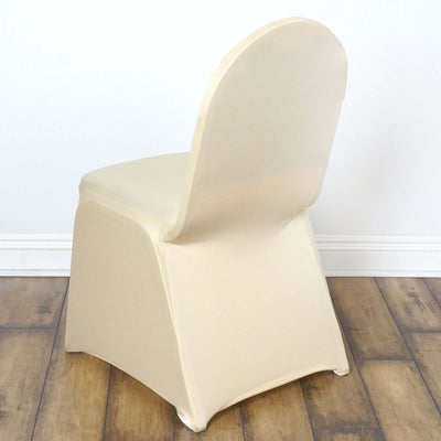 Beige chair cover for event or party decor