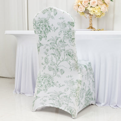 Floral-patterned chair cover on a white table