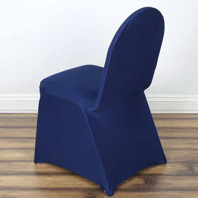 Navy blue chair cover in studio isolation shot