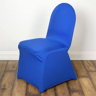 Blue chair cover on a wooden floor.