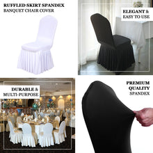 Black 1-Piece Spandex Fitted Ruffle Pleated Skirt Banquet Chair Cover