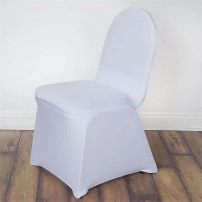 White chair cover on a wooden floor.