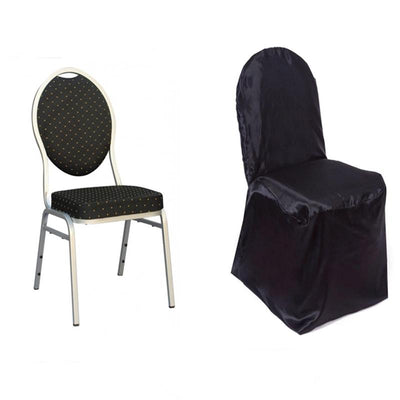 Black and gold patterned chair with a matching cover on a white background