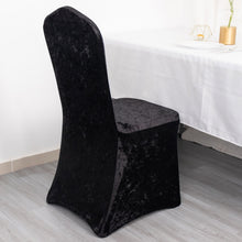 Black Crushed Velvet Spandex Stretch Banquet Chair Cover With Foot Pockets - 190 GSM