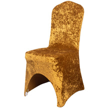 Gold Crushed Velvet Spandex Stretch Banquet Chair Cover With Foot Pockets - 190 GSM#whtbkgd