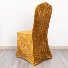 Gold Crushed Velvet Spandex Stretch Banquet Chair Cover With Foot Pockets - 190 GSM
