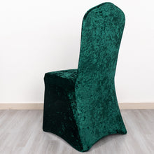 Hunter Emerald Green Crushed Velvet Spandex Stretch Banquet Chair Cover With Foot Pockets