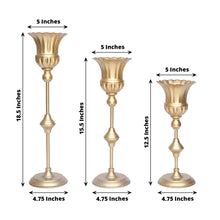 Set of 3 | Metallic Gold Trumpet Flower Vase Centerpieces, Flute Table Decorative Stands