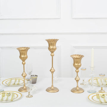 Elegant Metallic Gold Trumpet Flower Vase Centerpieces