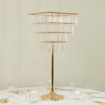 Elegant crystal chandelier table lamp with gold base, perfect for stylish decor.