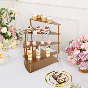 Elevate Your Dessert Presentation with a Gold Spiral Stairway Cake Stand