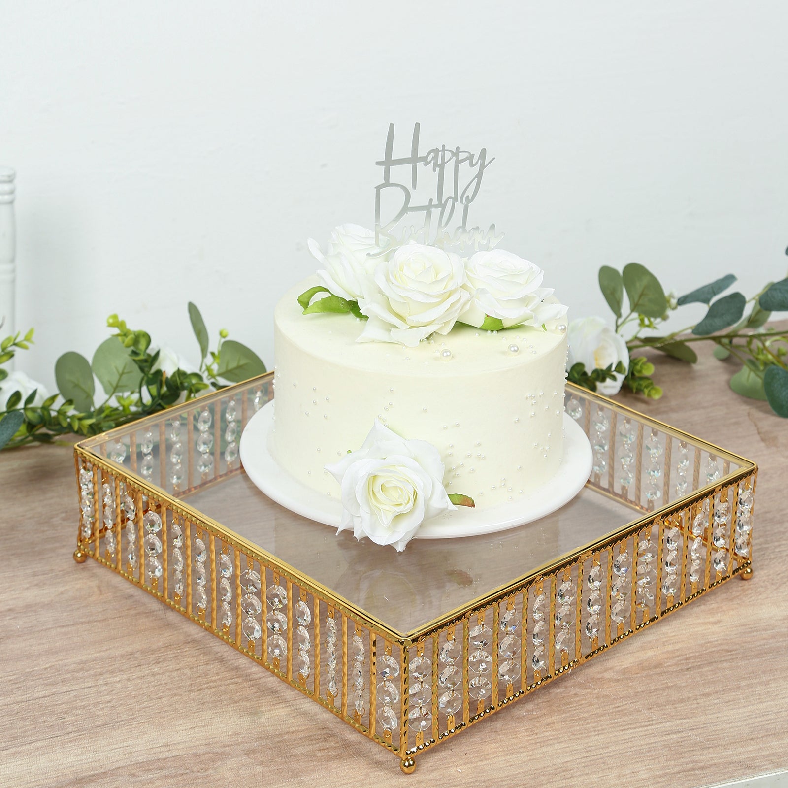 Efavormart Square Crystal Cake Stand