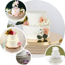 16inch Silver Crystal Beaded Metal Cake Stand Pedestal, Cupcake Display, Dessert Riser