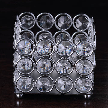Create a Magical Atmosphere with the Silver Metallic Square Votive Tealight Candle Holder