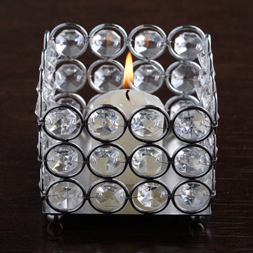 Elegant Silver Metallic Votive Candle Holder for Stunning Table Decor
