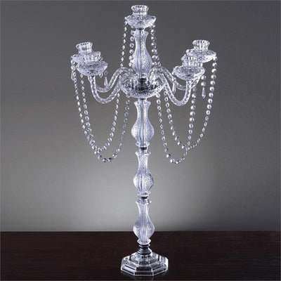 Crystal candelabra with elegant design and beaded accents