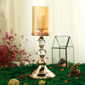 Elegant Gold Metal Pillar Candle Holder for Stunning Event Decor