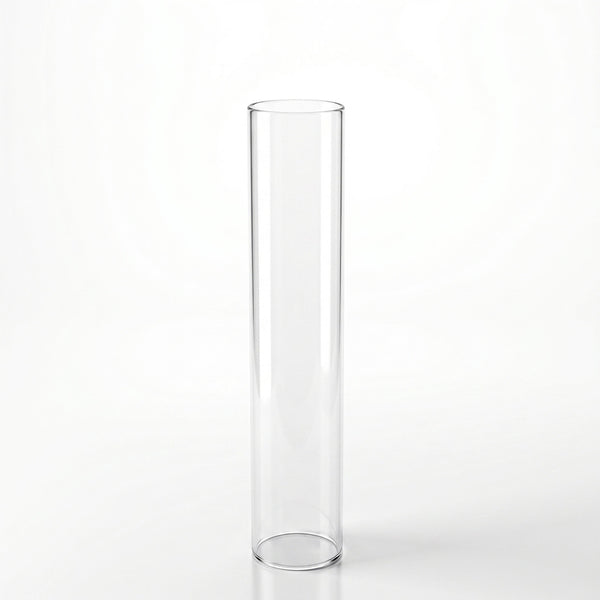 Clear cylindrical glass vase on white background#whtbkgd