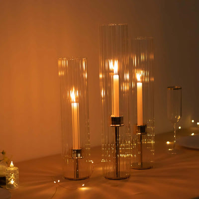 Elegant candle holders with candles, creating a warm ambiance.
