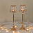 Elegant gold table lamps with clear shades, perfect for ambiance lighting.
