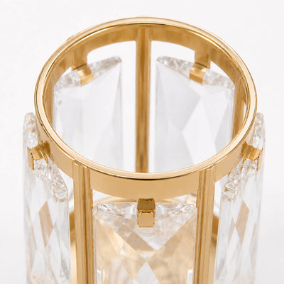 Gold and crystal decorative vase with faceted glass panels