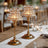 Elegant crystal table lamps on a dining table with soft lighting.