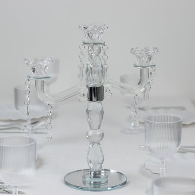 Elegant crystal candelabra centerpiece for dining table