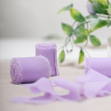Elevate Your Crafts with Lavender Lilac Silk-Like Chiffon Linen Ribbon