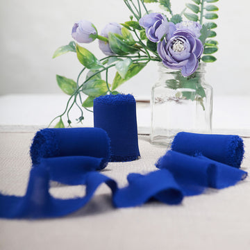 Navy Blue Silk-Like Chiffon Linen Ribbon Roll for Bouquets