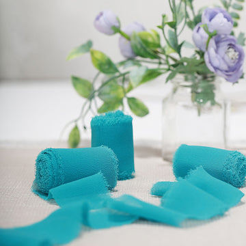 Turquoise Silk-Like Chiffon Linen Ribbon for Versatile Event Décor