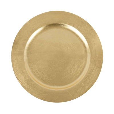 Gold decorative plate on a white background.