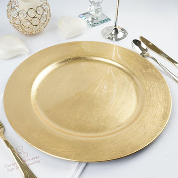 Convenience and Style Combined: Metallic Gold Round Acrylic Plastic Charger Plates