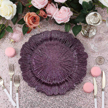 Transform Your Tablescape with Purple Round Reef Acrylic Plastic Charger Plates