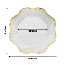 6 Pack | 13inch Clear / Gold Baroque Scalloped Acrylic Charger Plates, Hexagon Charger Plates