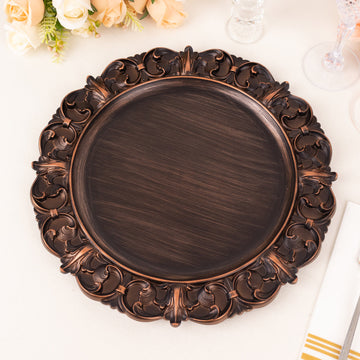 Elevate Your Table Setting with Dark Brown Aristocrat Style Acrylic Charger Plates