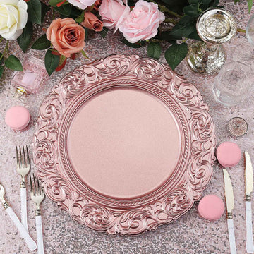 Elevate Your Dining Experience with Metallic Rose Gold Vintage Plastic Serving Plates