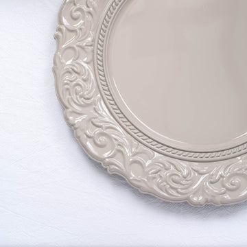 Elevate Your Event Decor with Vintage Taupe Charger Plates