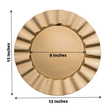 6 Pack Gold Acrylic Plastic Charger Plates With Wavy Scalloped Rim, Round Disposable Serving Plates