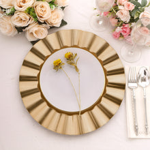 6 Pack Gold Acrylic Plastic Charger Plates With Wavy Scalloped Rim, Round Disposable Serving Plates